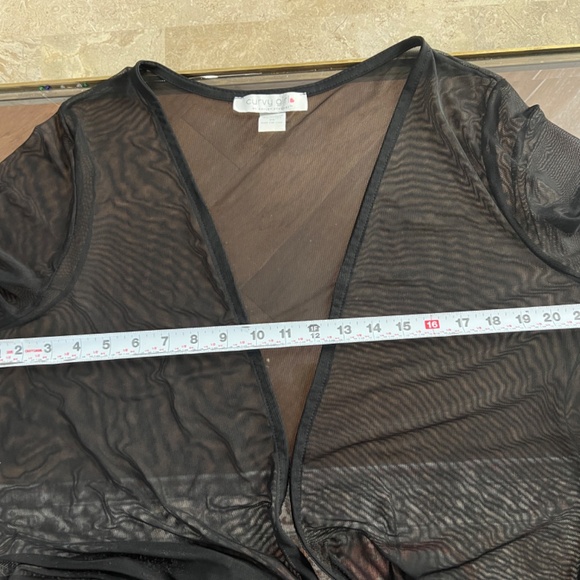 'CURLY GIRL' Sexy Black Sheer Long Sleeve Maxi Cardigan See Through Mesh Size 2X - Picture 11 of 11